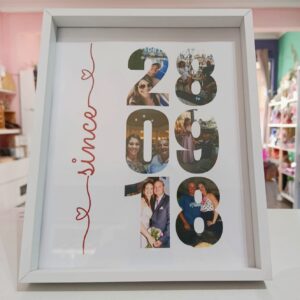 Porta fotos, quadro com data para celebrar o amor