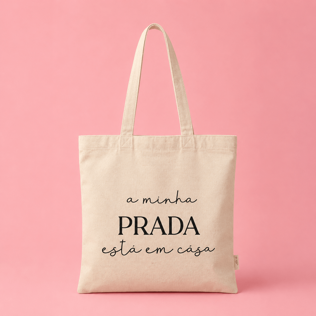 Tote bag Prada. Divertida linda, de algodão reciclado. Presente menos de 10€