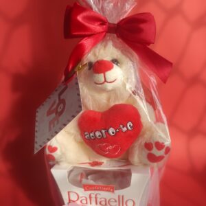Kit de peluche e chocolate para o dia dos namorados